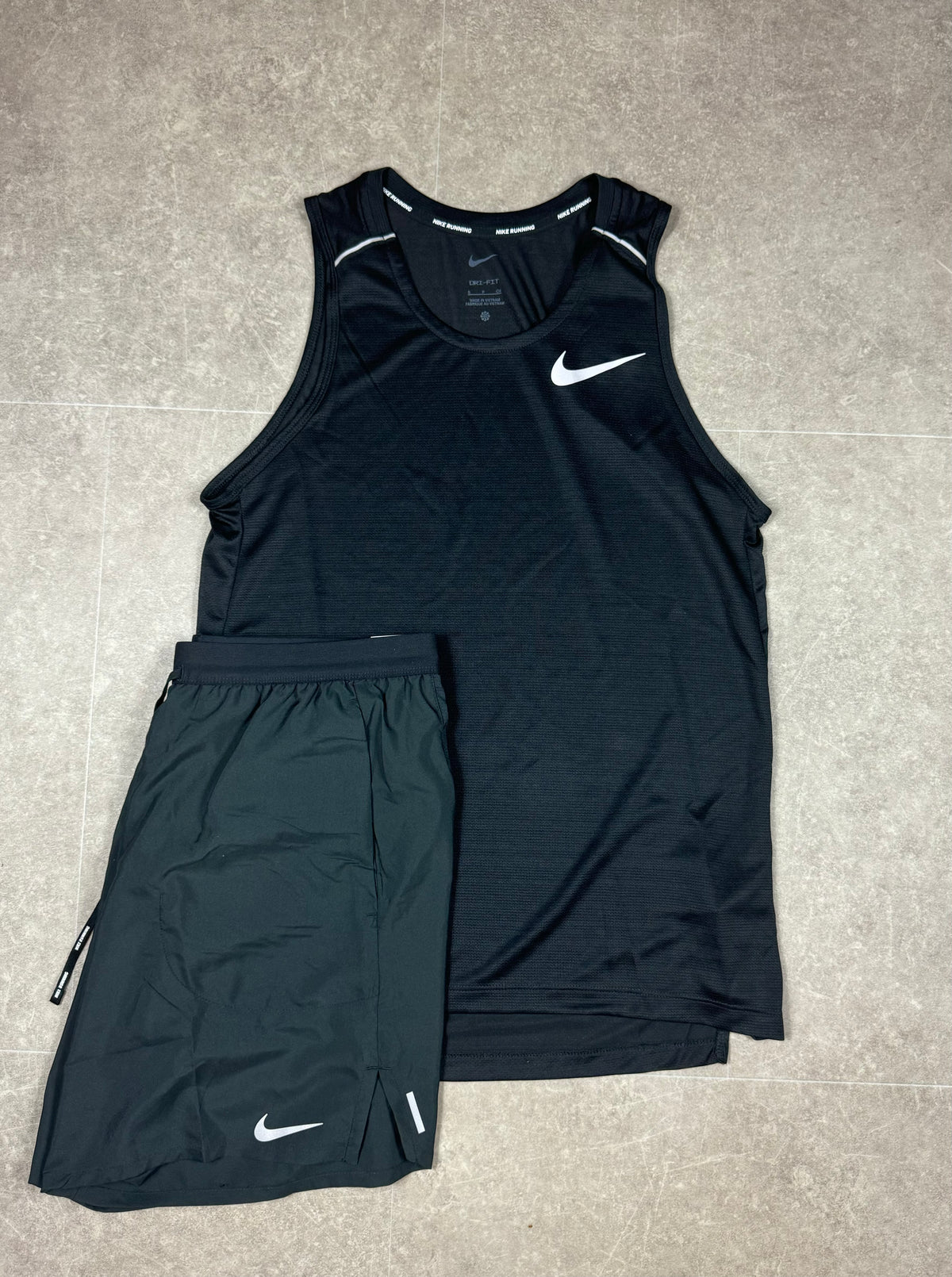 Black Nike Miler Vest + Black Flex Shorts