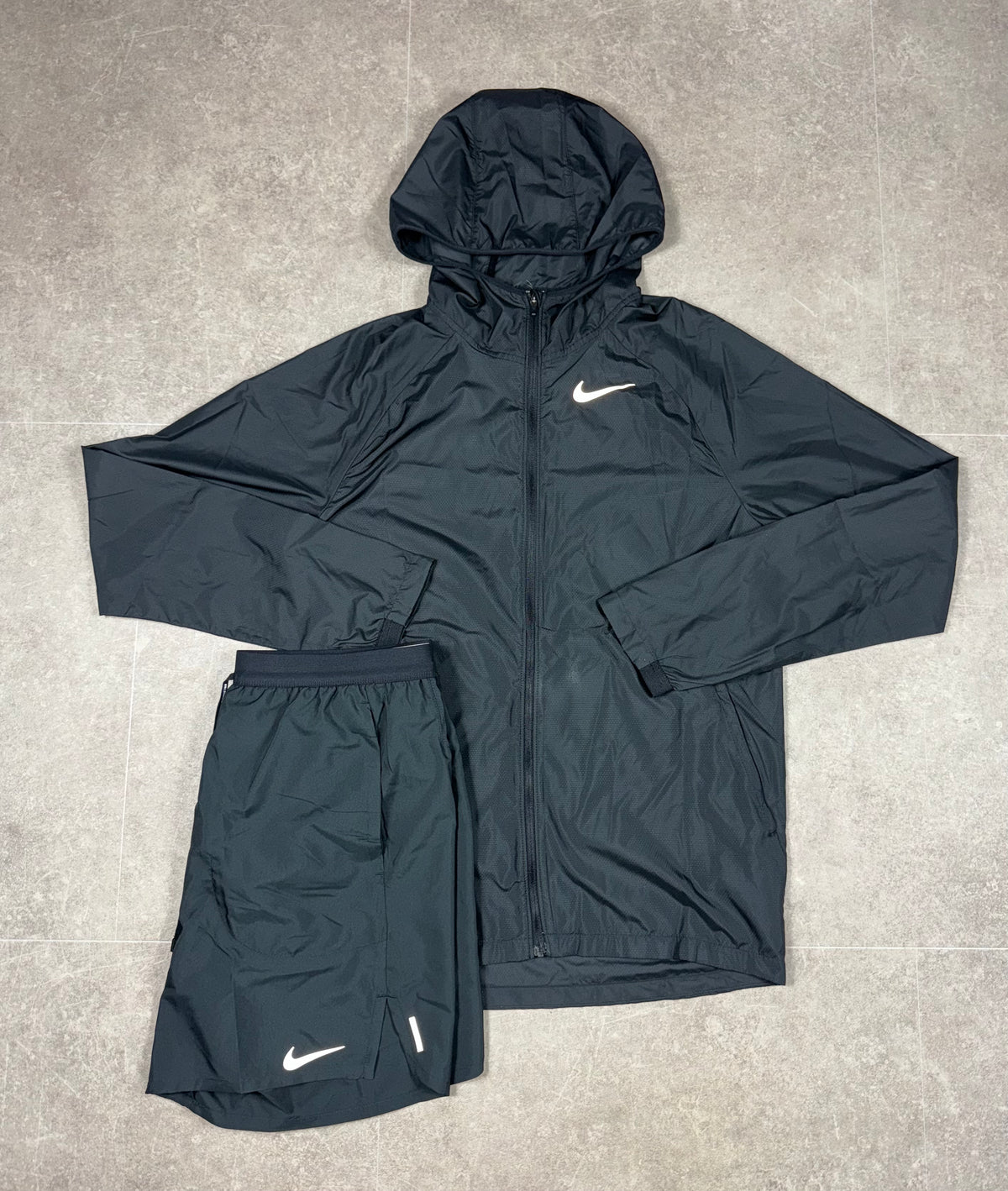 Nike Running Essentials Jacket + Black Flex Shorts