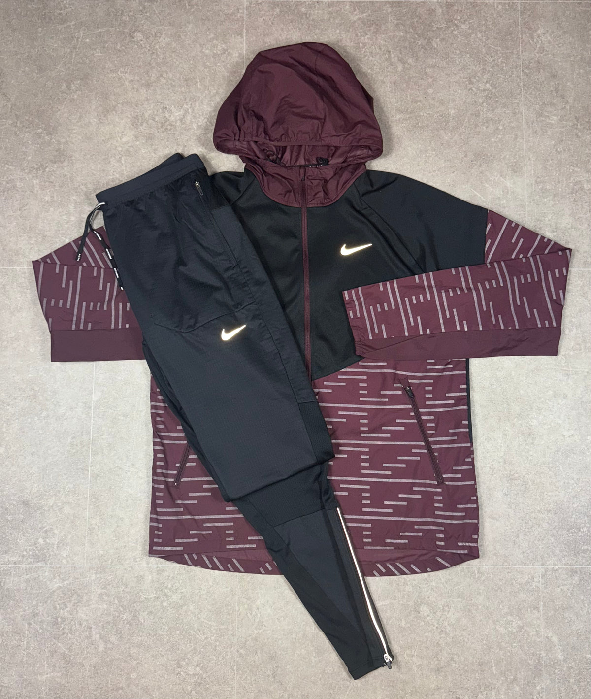 Beetroot Nike Reflective Windrunner + Black Phenoms